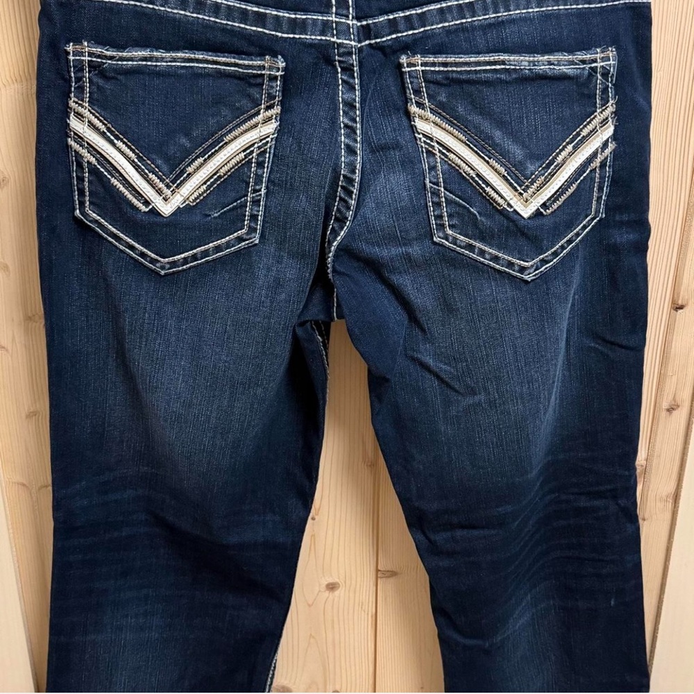 Buckle Men's Bootcut Jeans - Dark Blue with White Accents